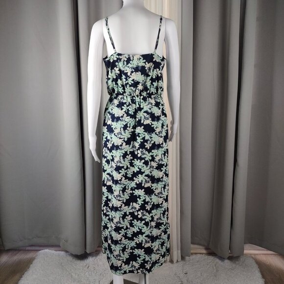 Banana Republic Faux Wrap Maxi Dress – Floral Print – Size 4P – Navy & Mint - Picture 4 of 11